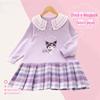 Vestido de desenho animado para meninas primavera novo estilo coreano estilo estrangeiro infantil arco boneca colarinho moletom princesa saia da moda