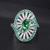 Huayoumei Tiktok Anillo de Zirconia Incrustada de Artesanía Pesada de Lujo Ligero Europeo y Americano para Banquete Nocturno Boda Elegante Anillo de Zirconia Roja