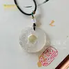 Agata Lunar Branca Natural Pingente de Cadeado de Segurança Nuvem Auspiciosa Calcedônia de Gelo Alto Pingente de Colar Fechadura Ruyi Corrente de Clavícula