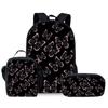 Mochila de Dibujos Animados de Mariposa Rosa de Tres Piezas para Estudiante de Primaria con Estampado DIY, Bolsa para Comida y Estuche para Lápices