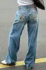 Jeans Americanos Retro Y2K con Estampado de Leopardo y Parche de Estrella para Mujer Estilo Callejero Pantalones Rectos Sueltos Vintage para Mujer