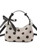 Bolsa feminina moderna e estilosa de cor contrastante com bolinhas, bolsa de mão texturizada, bolsa de ombro único ou transversal da moda para o dia a dia, bolsa pequena fresca e doce