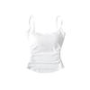 Camisola Externa Franzida Modeladora de Cintura com Bojos Embutidos, Ajuste Slim, Ultracurta, Expondo a Barriga, Top Puro Desejo