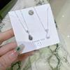 Plata Pura 990 para Mujer Fresco y Delicado Ojo de Gato Gota de Agua Cepillado Lujo Ligero Set de Collares Accesorios de Collar de Plata Pura Regalo de Cumpleaños