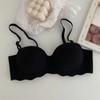 Ropa interior japonesa sencilla de una pieza para niñas, sujetador push-up grueso de color caramelo con pecho pequeño, sin aro de acero y sin marcas para estudiantes de secundaria.