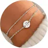 Pulsera de Acero Inoxidable de Doble Capa con Letras Inglesas Moda Versátil Pulsera de Cuentas en Capas de 26 Letras Joyería para Mujeres