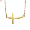 Moda de joyería europea y americana simple versátil suave curvado acero inoxidable cruz collar chapado en oro de 18K no se decolora