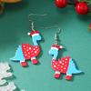 Diseño europeo y americano Navidad doble cara Papá Noel pequeño dinosaurio hueso muñeco animal lindo dulce acrílico pendientes