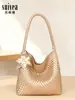 Bolso tote de estrella de tamaño mediano tejido a mano, moderno bolso cubo de mano, bolso casual para el hombro para el día a día para mujer