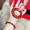Pulsera de Ágata Roja Imitación Mismo Estilo que Estrella de TV para Atraer Riqueza y Pulsera de Cuentas de Transferencia para Mujeres como Regalo de Vacaciones para Niñas
