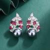 Aretes Huayoumei Joyería Aretes de Perla Blanca Australiana Circonita de Colores Moda Gama Alta Lujo Ligero Estilo Femenino En Stock Venta al por Mayor