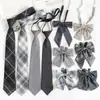 Corbata Gris para Mujer Estilo Japonés Rayas Cuadros Estilo Preppy Decoración de Corbata jk Retro Cremallera Estilo Camisa para Hombre No Necesita Atar