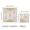 Servilletas de papel florales de primavera con flores, fresas y mariposas, servilletas desechables para salidas de primavera, picnics, fiestas y decoraciones de cumpleaños