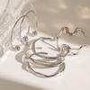 Wanxing Pulseira Aberta Esférica com Textura Irregular em Aço Inoxidável Europeu e Americano Nicho Alto Sentido Pulseira de Aço Titânio Transfronteiriça