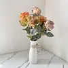 Envío Gratis Ramo de Rosas con Borde Tostado Flor de Simulación Rosa Capuchino Decoración del Hogar Regalo de Negocios Accesorios para Disparos