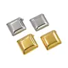 Aretes Cuadrados de Acero de Titanio Chapados en Oro de 18K para Mujer, Joyería Geométrica Simple para Oreja, Clavos Estilo Ins de Lujo Ligero, Versátiles a la Moda