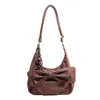 Bolsa de Axila com Laço Fashion 2026 Novo Modelo Design de Nicho Bolsa de Mão Grande Capacidade Casual Bolsa Transversal para Mulheres