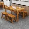 Mesas y Sillas para Comida Rápida Carbonizadas, Mesas para Restaurante, Tienda de Snacks, Tienda de Fideos de Madera Maciza, Juegos de Mesas y Sillas Comerciales para Restaurante de Hot Pot y Barbacoa
