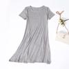 Vestido Nuevo de Verano para Mujer Falda Básica de Color Sólido Vestido de Manga Corta de Largo Medio Falda Camiseta Holgada Adelgazante Blanco Falda Grande con Vuelo