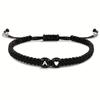 26 Letras Inglesas Tejido a Mano Ajustable Acrílico Blanco y Negro Corazón Letra Pulsera Trenzada