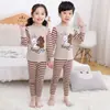 Pijamas para niños Algodón puro Ropa de otoño y conjunto de pantalones Ropa interior térmica para bebés y niñas Capa base para niños pequeños Suéter de algodón