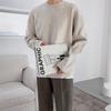 Suéter MYQ para hombre, suéter de punto de invierno que combina con todo, suéter coreano de moda, suelto, de color sólido, suéter base, chaqueta