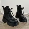 Botines Martin para mujer, nueva colección otoño/invierno 2026, botines cortos con suelas gruesas para realzar la altura, efecto adelgazante, estilo británico, botines de motociclista de tacón alto