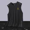 Colete de seda gelada masculino moderno fino gola redonda malha respirável secagem rápida esportivo colete largo masculino sem mangas verão