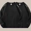 Sudadera de otoño e invierno para hombre, corte holgado, cuello redondo, sin capucha, manga larga, top versátil de moda, chaqueta sin capucha