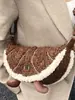 2025 Nuevo Bolso de Hombro Cruzado de Felpa para Otoño e Invierno Estilo Maillard Bolso Croissant Casual Bolso de Alto Valor