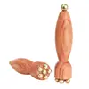 Palo de Masaje con Cuentas de Cobre de Palo de Rosa Brasileño Vaina de Loto Pequeña Masajeador Facial Acupuntura Facial Cuidado de la Piel Palo para Estirar Tendones Oculares Venta al por Mayor