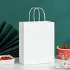 Bolsa de Papel Kraft Marrón Bolso de Mano Bolsa para Llevar Té con Leche y Horneados Embalaje de Regalo de Compras Festival del Medio Otoño Personalización