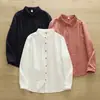 Hebilla para bolso de mujer estilo Mori japonés color liso camisa de punto de doble hilo de manga larga para mujer camisa de otoño para usar debajo al por mayor