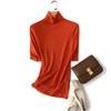 Suéter Pinrong de lana merino pura de punto de cuello alto y manga larga, top base de punto para mujer, moda de otoño, suéter ajustado al por mayor