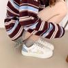 Tênis Azuis Versáteis Estilo Retrô Feminino Verão Sola Grossa Respirável Sapatos Brancos Casuais Sapatos Pão Tênis de Lona para Mulheres