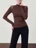 Atacado transfronteiriço roupas femininas mais vendidas outono novo vintage estilo simples design patchwork camiseta gola alta HBZXP710137