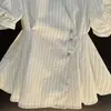 Camisa de Manga Corta Rayada con Cuello Polo Estilo Francés 2025 para Mujer Verano Aspecto Adelgazante en la Cintura Moda Top Falda para Mujer