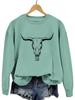Amazon trendy eBay top holgado divertido estampado cabeza de vaca nuevo cuello redondo manga larga camisa jersey en stock