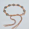 Cinturón con borlas tejidas a mano estilo bohemio para mujer, cadena decorativa para vestido, cintura que combina con todo, estilo étnico, vestido de moda.