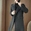 Novo casaco de lã dupla face, caimento slim, elegante, feminino, comprimento médio, clássico simples, ombro reto, versátil casaco de lã
