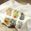 Roupas com Estampa de Cereja Maruko-Chan de Manga Curta Camiseta Branca Feminina Estilo Moderno Fino Moda Estilo Coreano Camiseta de Manga Curta Moderna