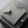 Suéter de malha masculino com gola alta meia, novo suéter de outono e inverno, camisa básica business casual, suéter de lã de gola redonda para outono e inverno