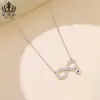 Colar Cruzado Loop Infinito Coração Aifuler material cobre versátil corrente clavícula amor infinito joia para mulheres