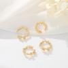 Brincos de orelha indolor com letra C de zircônia incrustada em ouro real 14k banhado a cobre puro, brincos de moda coreana, clipe de orelha indolor