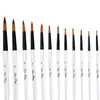 Conjunto de Pincéis de Pintura com Cabo Curto, Cerdas de Nylon, Ponta Angular/Plana, Conjunto de 12 Peças, Pincéis para Aquarela, Pincéis para Acrílico, Pincéis para Pintura a Óleo