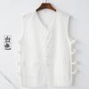 Chaleco de Hombre Viejo Verano Casual Lino Chaleco Chaleco Algodón y Lino Sudadera Hombre Retro Hebilla Estilo Chino Chaqueta Magma Camiseta sin Mangas