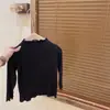 Camada Base Modal para Meninas Primavera e Outono 2026 Novo Estilo Crianças Médias e Grandes Estilosa Cor Sólida com Babados Manga Longa Camiseta Top