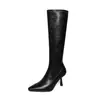 Botas Largas Elásticas Super Elásticas para Mujer Botas Adelgazantes Otoño/Invierno Nuevo Estilo Punta Fina Cremallera Lateral Tacón Alto Fino Botas Elásticas para Mujer Botas Individuales
