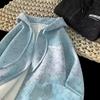 Sudadera Cardigan Pesado Talla Grande 2025 para Hombre Otoño Tendencia Americana Holgada con Capucha Tie-Dye Chaqueta Sucia Ins