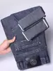 Jeans Casuales de Pierna Recta para Hombre, Ligeros, de Lujo Europeo, Alta Calidad, Sencillos, Ajustados, Modernos, Elásticos, Combinables, Bordados